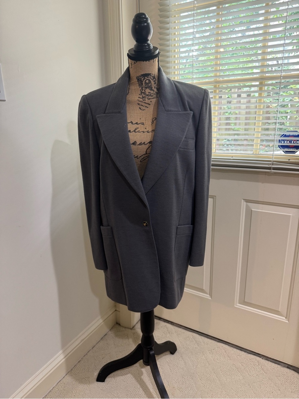 Vintage Sonia Rykiel Charcoal Gray Single-Button wool Oversized Blazer size 42